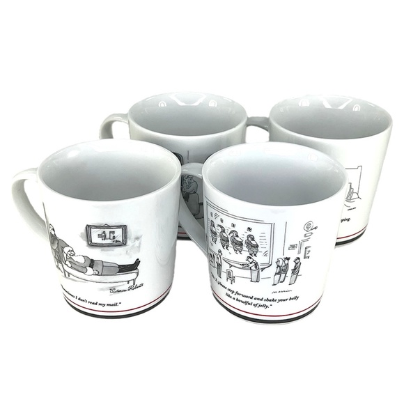 Restoration Hardware "New Yorker" Cartoon Mugs and Plates - Set of 4 - Picture 3 of 9